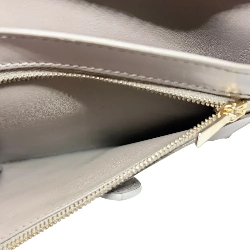 Celine Medium Strap Wallet Bicolor Grained Calfskin Greige Blue w/ Box